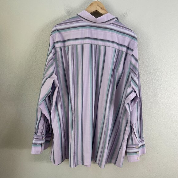 Eddie Bauer Womens Plus 4X Wrinkle Resistant Button Up Shirt Striped Long Sleeve - Picture 7 of 8